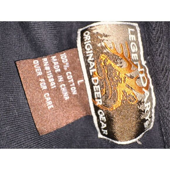 Nice Legendary Whitetails Heavy Long Sleeve Men large Black Crewneck Buck Camo S - Picture 7 of 7